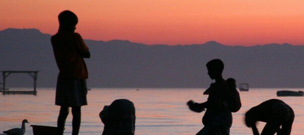 Children at dusk in Malawi